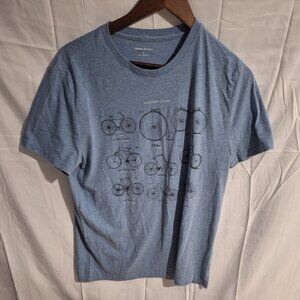 Banana Republic Men's Bicycles Large T-Shirt Sports Top Graphic Tee Cotton, Blue